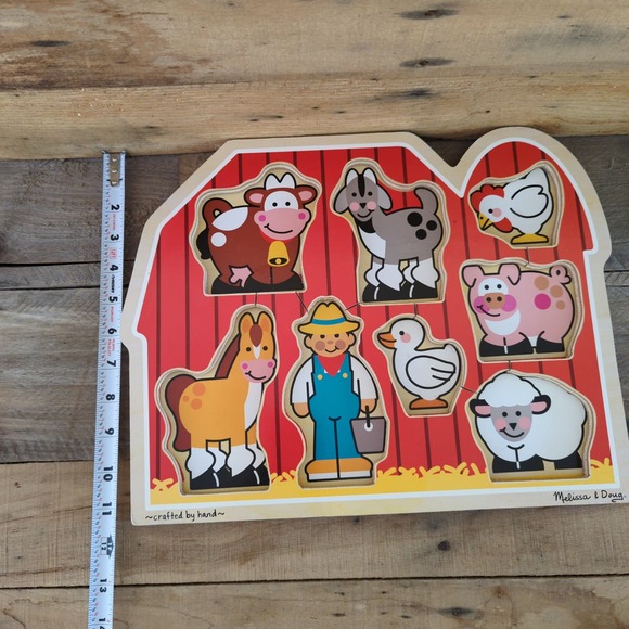 Large Farm Jumbo Knob Puzzle by Melissa & Doug / 8 Pieces / Pre-owned - Picture 6 of 7